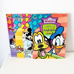 Disney Toontown Coloring Activity Books Multicolor Mickey Donald Goofy 4pk Lot
